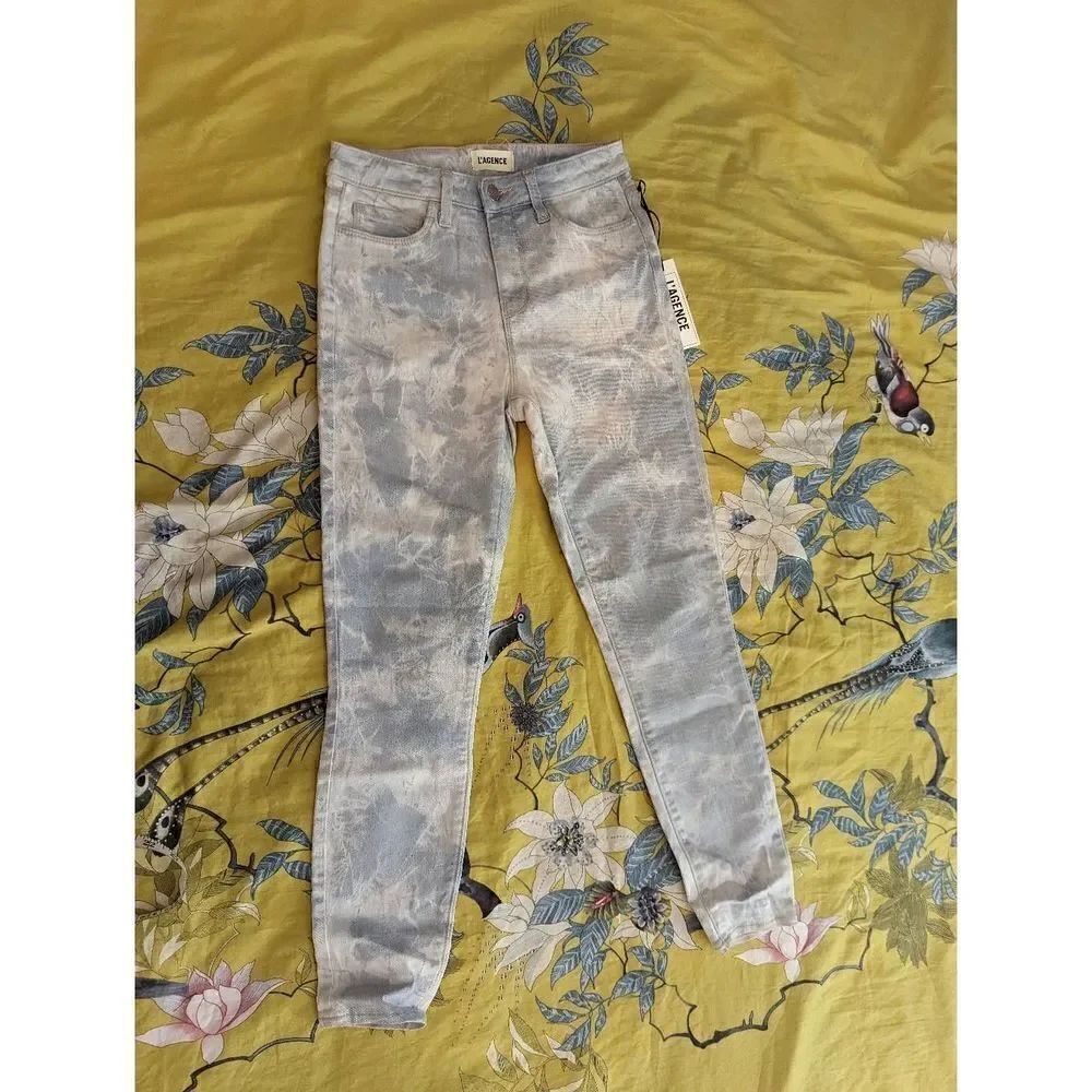 L'AGENCE Margot tie-dye skinny high rise abyss denim new with tags sz 25